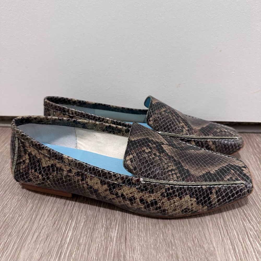 Frances Valentine Elyce Snakeskin Embossed Leather Flat Women Loafer 8 M